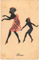 Piano / Erotic nude silhouette art postcard. Wohlgemuth & Lissner Liebhaber-Sammelmappen Nr. 1288. Tanzsilhouetten (fl)