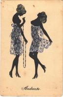 Andante / Erotic nude silhouette art postcard. Wohlgemuth & Lissner Liebhaber-Sammelmappen Nr. 1288. Tanzsilhouetten (fl)