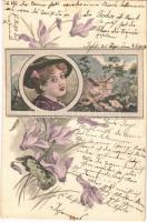 1903 Lady. Art Nouveau, floral