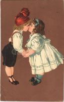 Romantic children couple, litho (EB)