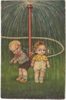 Romantic children couple, Italian art postcard s: Colombo (b)