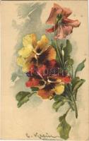 1907 Flowers. Emb. litho s: C. Klein (EK)