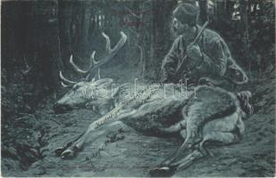 1906 Vadorzó / Hungarian hunting art postcard s: Ujváry Ignácz