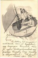 1902 Ladies in a sailboat. A.S.W. No. 1088.