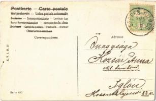 1905 Boldog Újévet! / New Year greeting art postcard, lady with pigs, horseshoe and clovers. K.V.I.B...