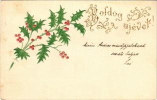 1904 Boldog Újévet! / New Year greeting art postcard. Emb. litho