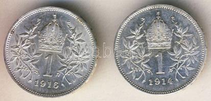 Ausztria 1914-1916. 1K Ag 2klf db T:1-/2