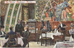 1910 Wien, Vienna, Bécs; Im Wiener Rathaus Keller / restaurant interior s: F. Witt (EK)
