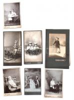 cca 1890-1900 7 db keményhátú gyermekeket ábrázoló kabinetfotó