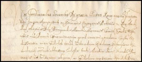 VÉDETT / NO EXPORT 1631 II. Ferdinánd határjáró oklevele Deáki (ma: Diakovce, SK) határairól, Thurzó...