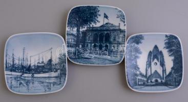 Bing&Grondhal porcelán mini fali tányér, 5 db, levonóképes, jelzett, kis kopásnyomokkal, 8×8 cm