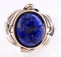 Ezüst(Ag) gyűrű, lapis lazulival, jelzett, méret: 55, bruttó: 6,46 g