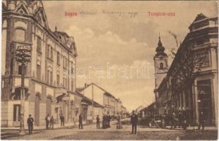 1913 Lugos, Lugoj; Templom utca, kávéház / street, cafe