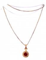 Ezüst(Ag) venezianer nyaklánc, piros köves medállal, jelzett, h: 58 cm, bruttó: 15,18 g