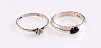 Ezüst(Ag) gyűrű, 2 db, jelzett, méret: 57, 59, bruttó: 5,68 g