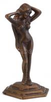 Bronz női akt szobrocska, m: 16 cm
