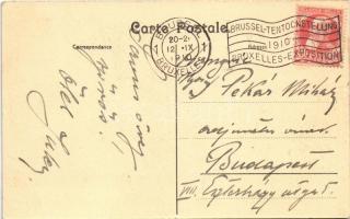 1910 Bruxelles, Brussels; Gare du Nord et Place Rogier / railway station, square, tram, automobiles ...