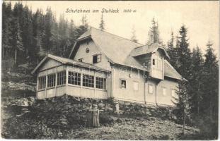 Spital am Semmering (Steiermark), Schutzhaus am Stuhleck / chalet, shelter, mountain house. Aufn. v. Hof- u. Kammerphotographen Franz Jos. Böhm (EK)