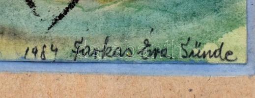 Farkas Éva Tünde (?-): Nyár Aknasugatagon (Máramaros megye). Akvarell, papír. Jelzett, hátoldalán au...