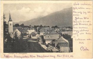 1906 Dellach (Kärnten), Dellach im Obergailtal / general view, church. Verlag v. J. Birkopf (r)