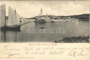 1907 Rab, Arbe; Pogled na Rab sotocicá Sv. Gjurgja / general view, sailing vessel, boat. J. Bakota (fl)