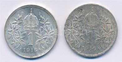 Ausztria 1916. 1K Ag "Ferenc József" (2x) T:1-,2- egyiken lapkahibával(?)
Austria 1916. 1...