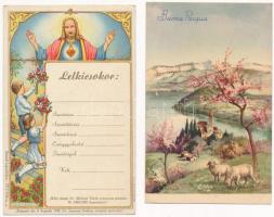 4 db RÉGI vallásos motívum képeslap / 4 pre-1945 religious motive postcards
