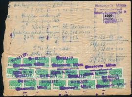 1946 Budapesti számla a Corvin áruház részére 180 db 1 millió pengő számlailleték bélyeggel