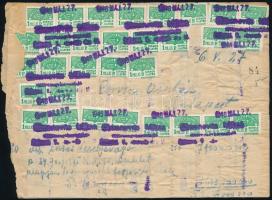 1946 Budapesti számla a Corvin áruház részére 180 db 1 millió pengő számlailleték bélyeggel