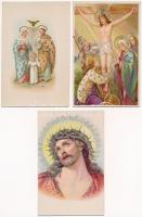 5 db RÉGI vallásos motívum képeslap, lithok / 5 pre-1945 religious motive postcards, lithos