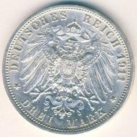 Német Birodalom/Császárság/Szászország Württemberg 1911. 3M Ag "Silbernen Hoelzeit" T:1/2