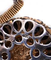 Aranyozott ezüst(Ag) kerek fülbevalópár, sok kővel, h: 4,5 cm, bruttó: 26,21 g