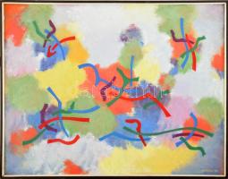 Kántor Lajos (1922-2013): Tavi emlék, 1995. Olaj, vászon, jelzett. Hátoldalán autográf felirattal. F...