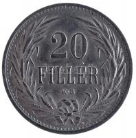 1914KB 20f Ni T:1-  Hungary 1914KB 20 Fillér Ni C:AU Adamo K4