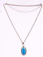 Ezüst(Ag) nyaklánc, türkizszínű medállal, jelzett, h: 41 cm, bruttó: 3,85 g