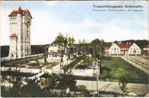 1914 Truppenübungsplatz Grafenwöhr. Wasserturm, Militärforsthaus und Lazareth / WWI German military training camp (from postcard booklet) (EK)