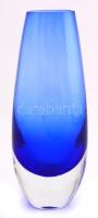 Orrefors jelzéssel kék üveg váza, kopásnyomokkal, m: 18,5 cm