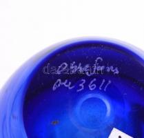 Orrefors jelzéssel kék üveg váza, kopásnyomokkal, m: 18,5 cm