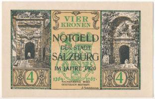 Ausztria / Salzburg 1920. 4K papír szükségpénz T:I- Austria / Salzburg 1920. 4 Corona necessity note C:AU