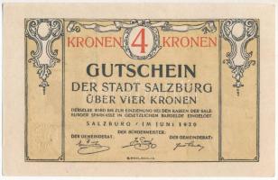 Ausztria / Salzburg 1920. 4K papír szükségpénz T:I-
Austria / Salzburg 1920. 4 Corona necessity not...
