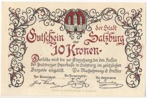 Ausztria / Salzburg 1920. 10K papír szükségpénz T:I-
Austria / Salzburg 1920. 10 Corona necessity n...