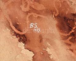 Badacsonyi Sándor (1949-2016): Egy csavargó emlékei, 1985. Ecsetrajz, pasztell, papír, jelzett. A há...