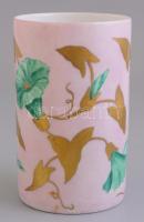 Svéd virágmintás porcelán váza, kézzel festett, jelzett, kis kopásnyomokkal, m: 12 cm