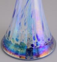 Muránói irizáló üveg váza, kis kopásnyomokkal, m: 33 cm