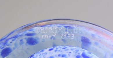 Muránói irizáló üveg váza, kis kopásnyomokkal, m: 33 cm