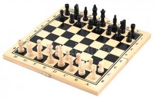 Fa sakktábla bábukkal, 29x29,5 cm