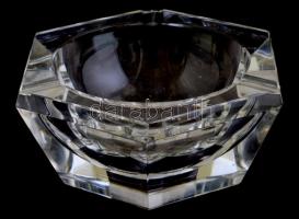 Val St. Lambert jelzéssel üveg hamutartó, kopásnyomokkal, d: 14,5 cm