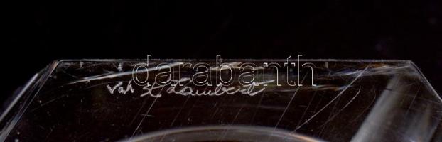 Val St. Lambert jelzéssel üveg hamutartó, kopásnyomokkal, d: 14,5 cm