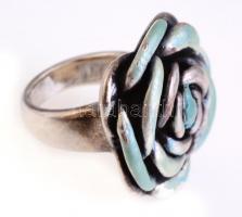 Ezüst (Ag) gyűrű zománc betéttel Jelzett. 7,54 g, m: 54