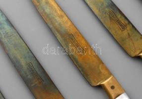 Gyöngyház nyelű süteményes kés és villa készlet 8 személyes, bronzacél pengével